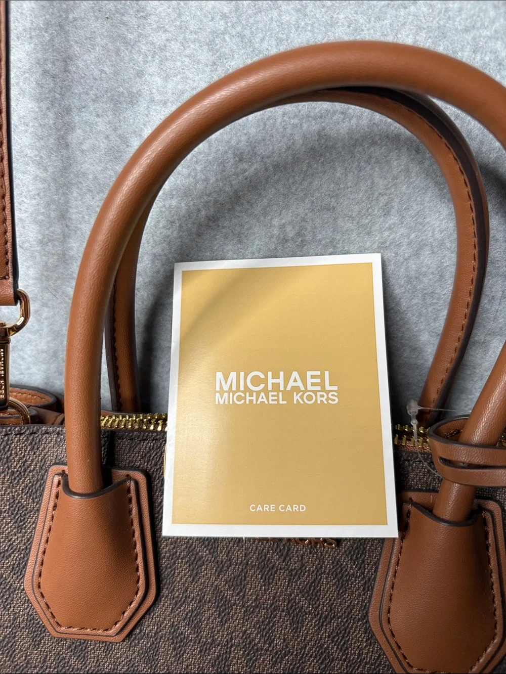 Michael Kors Brown‎ and Tan Signature Satchel with MK Charm